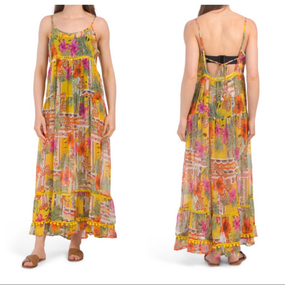 America & Beyond NEW Beach Summer Cover Floral print Maxi Dress Size small